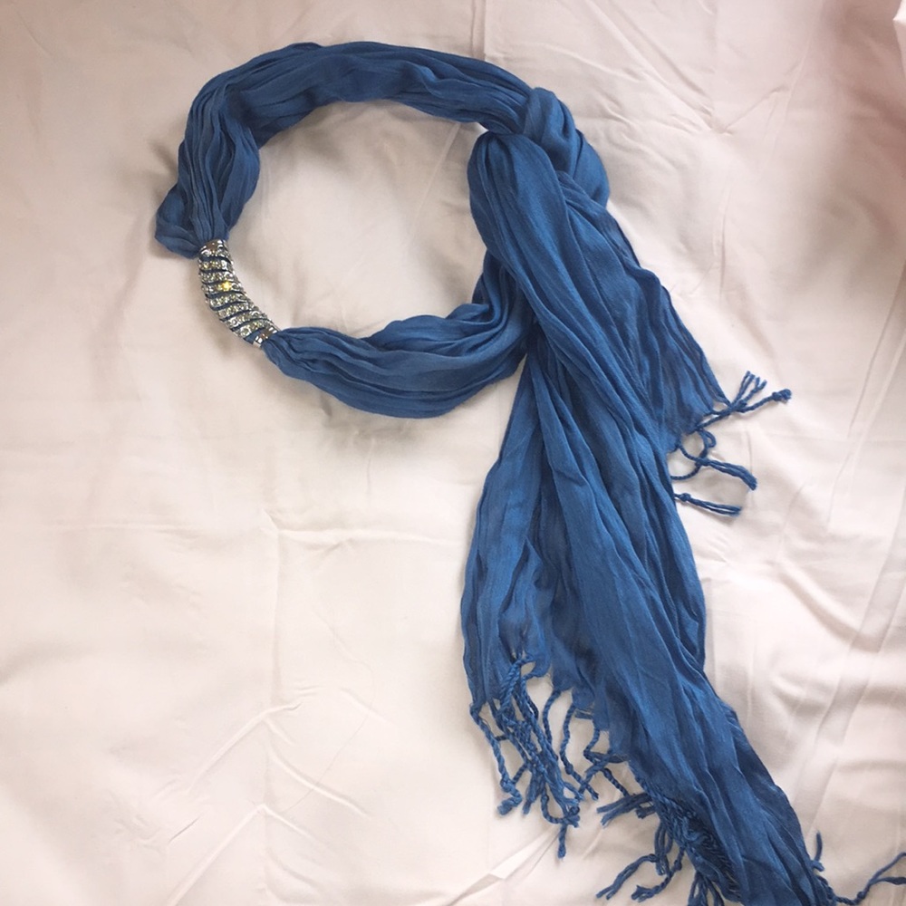 Blue Scarf with silver accent
